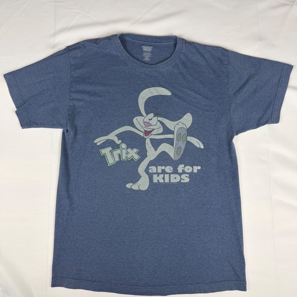 TNT Trix Are For Kids Rabbit Graphic T-Shirt Mens Large Heather Blue Cereal Tee‎